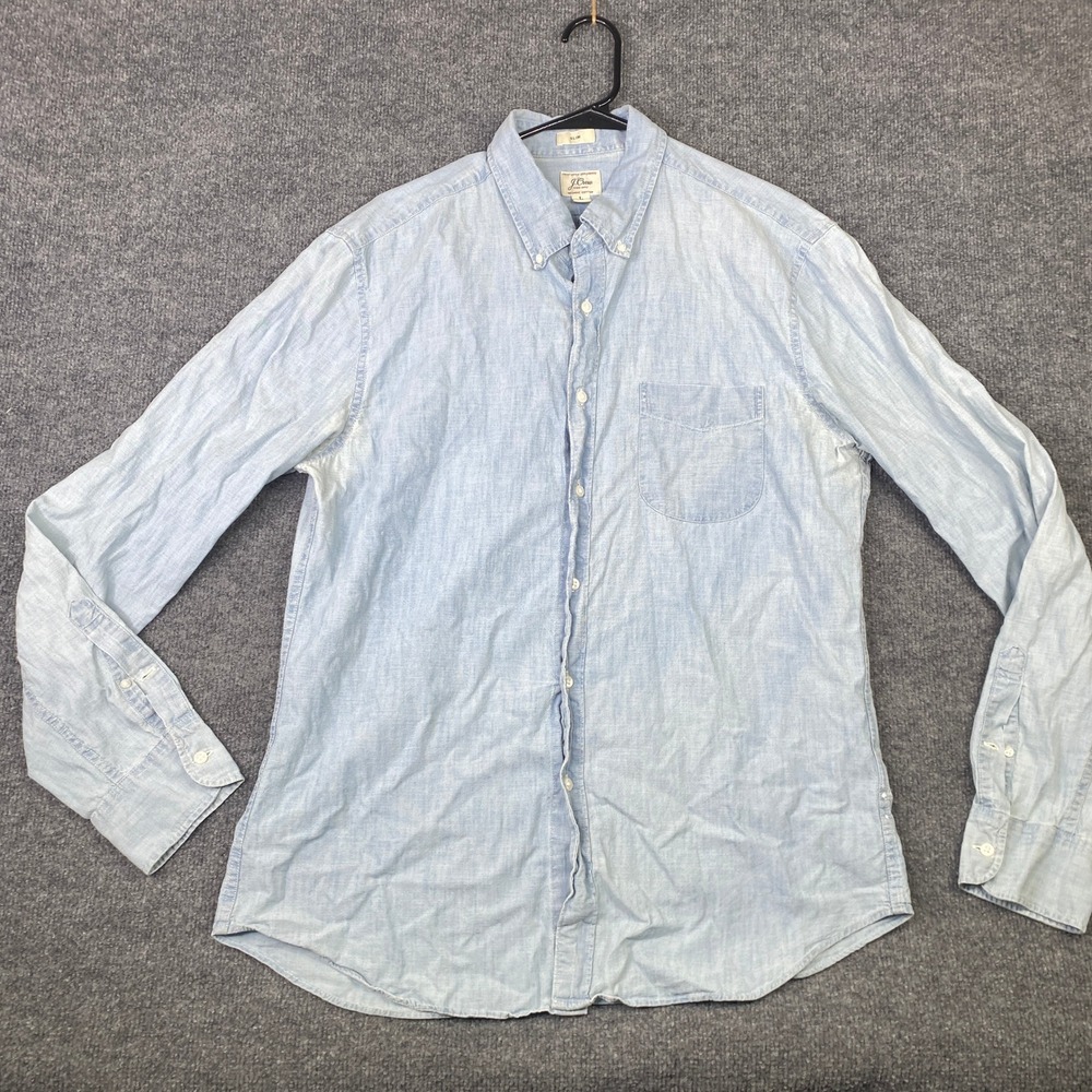 J.Crew Slim Fit Organic Cotton Button Down Shirt Light Blue Large Long Sleeve